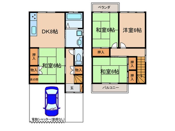 城陽駅前貸家の物件間取画像